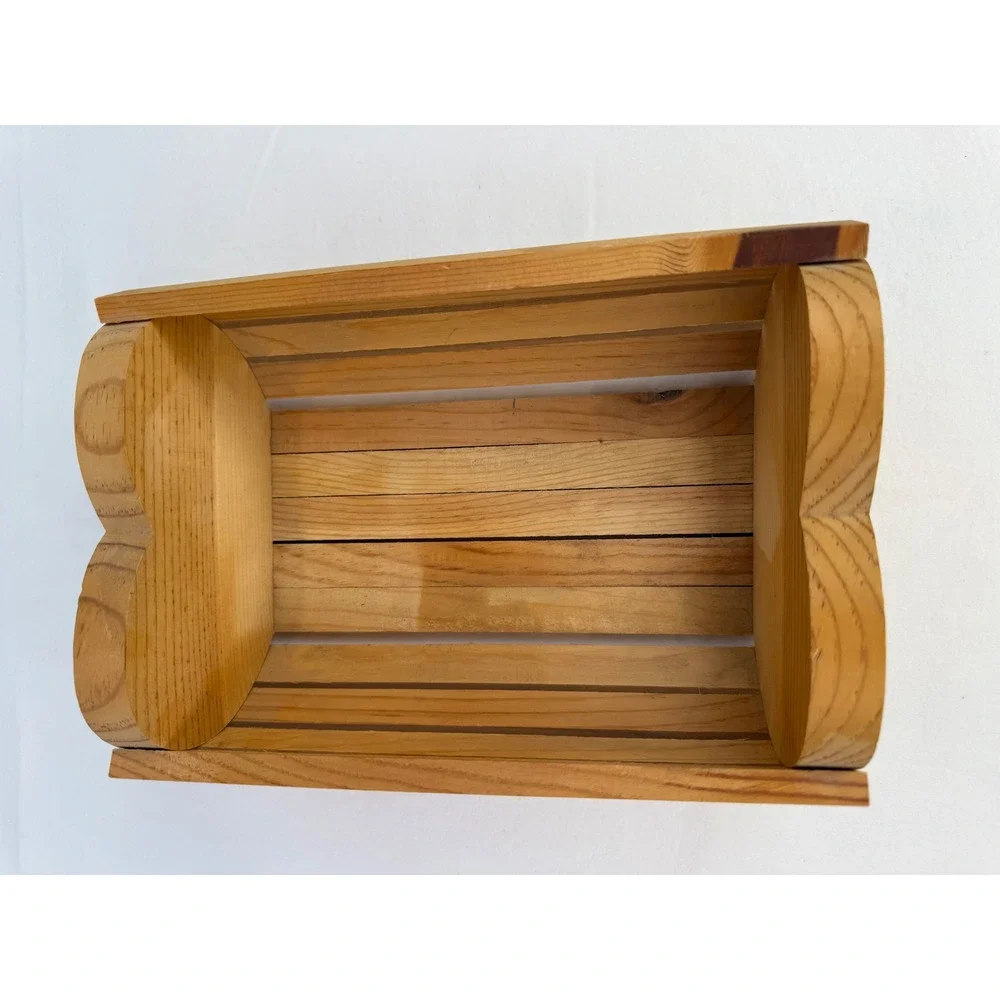 Wooden Heart Shape Crate Basket Handmade Cottage Country‎ Style